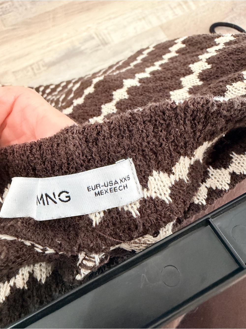 Mango Sleeveless Chevron Knit matching set - brown & Cream xxs - Picture 4 of 4